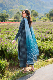 Farasha Summer Escape Embroidered Lawn Unstitched 3Pc Suit - Blue Reverie