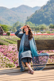 Farasha Summer Escape Embroidered Lawn Unstitched 3Pc Suit - Blue Reverie