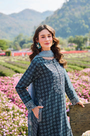 Farasha Summer Escape Embroidered Lawn Unstitched 3Pc Suit - Blue Reverie