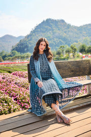 Farasha Summer Escape Embroidered Lawn Unstitched 3Pc Suit - Blue Reverie