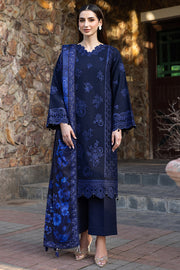 Farasha Embroidered Khaddar Unstitched 3Pc Suit - Bluebell