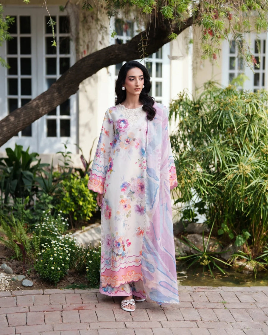 Neeshay Ready to Wear Summer Prints Lawn 3Pc Suit - Blush Botanica