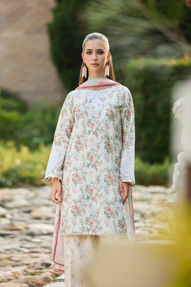 Farasha Sorine Summer Embroidered Lawn Unstitched 3Pc Suit - Blush Crest