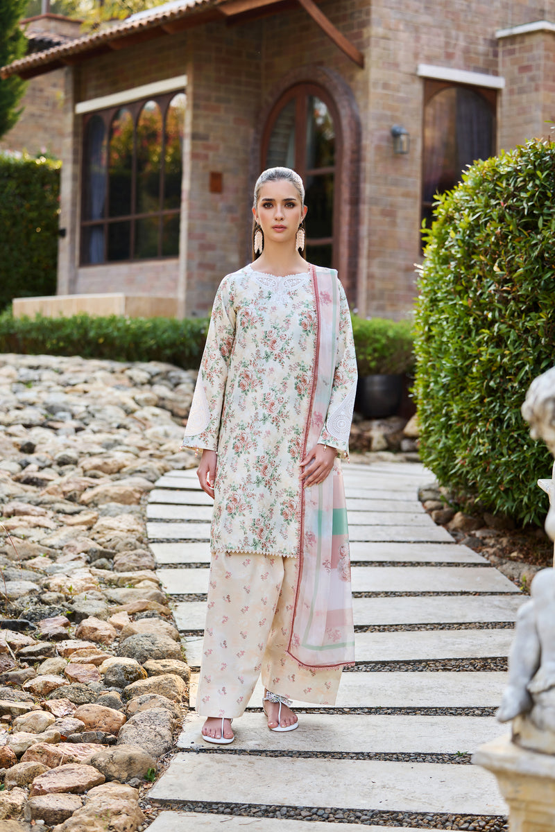 Farasha Sorine Summer Embroidered Lawn Unstitched 3Pc Suit - Blush Crest