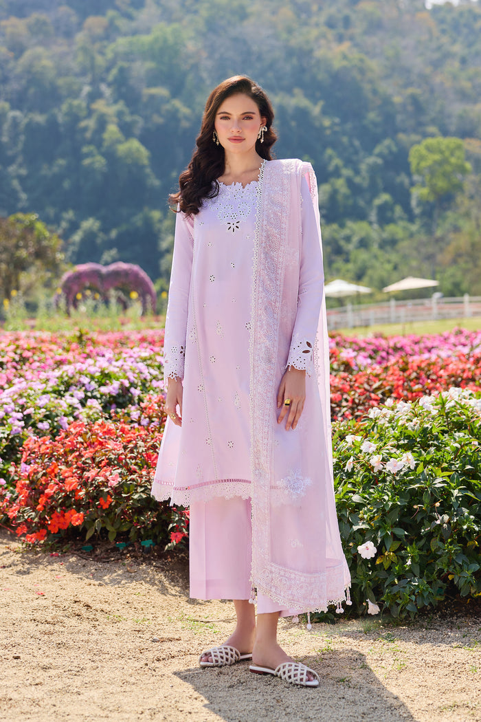 Farasha Summer Weaves Embroidered Lawn Unstitched 3Pc Suit - Blush Muse