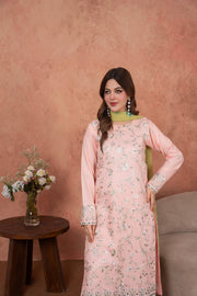 Feathers Premium Embroidered Lawn Unstitched 3Pc Suit Blush Petal Heirloom-FT696