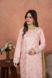 Feathers Premium Embroidered Lawn Unstitched 3Pc Suit Blush Petal Heirloom-FT696