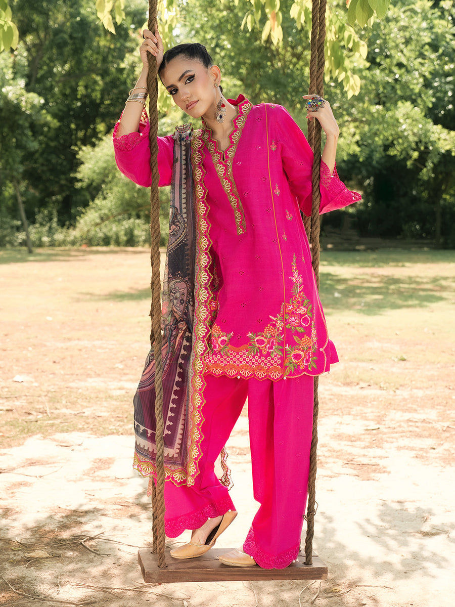 HemStitch The Garden Embroidered Lawn Unstitched 3Pc Suit - Blush Petal