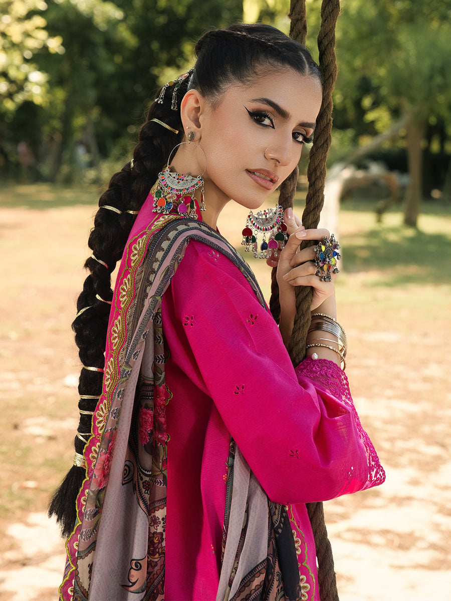 HemStitch The Garden Embroidered Lawn Unstitched 3Pc Suit - Blush Petal