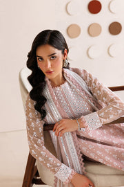 Farasha Luxury Formal Embroidered Chiffon Unstitched 3Pc Suit - Blush Sand