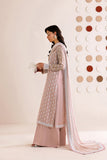 Farasha Luxury Formal Embroidered Chiffon Unstitched 3Pc Suit - Blush Sand
