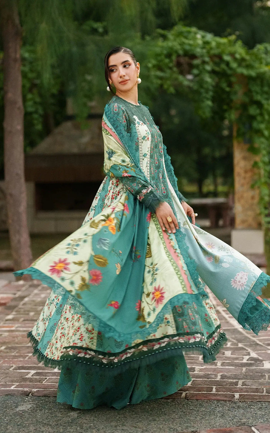 Asifa & Nabeel Meraki Embroidered Viscose Unstitched 3Pc Suit - Botanical Breeze