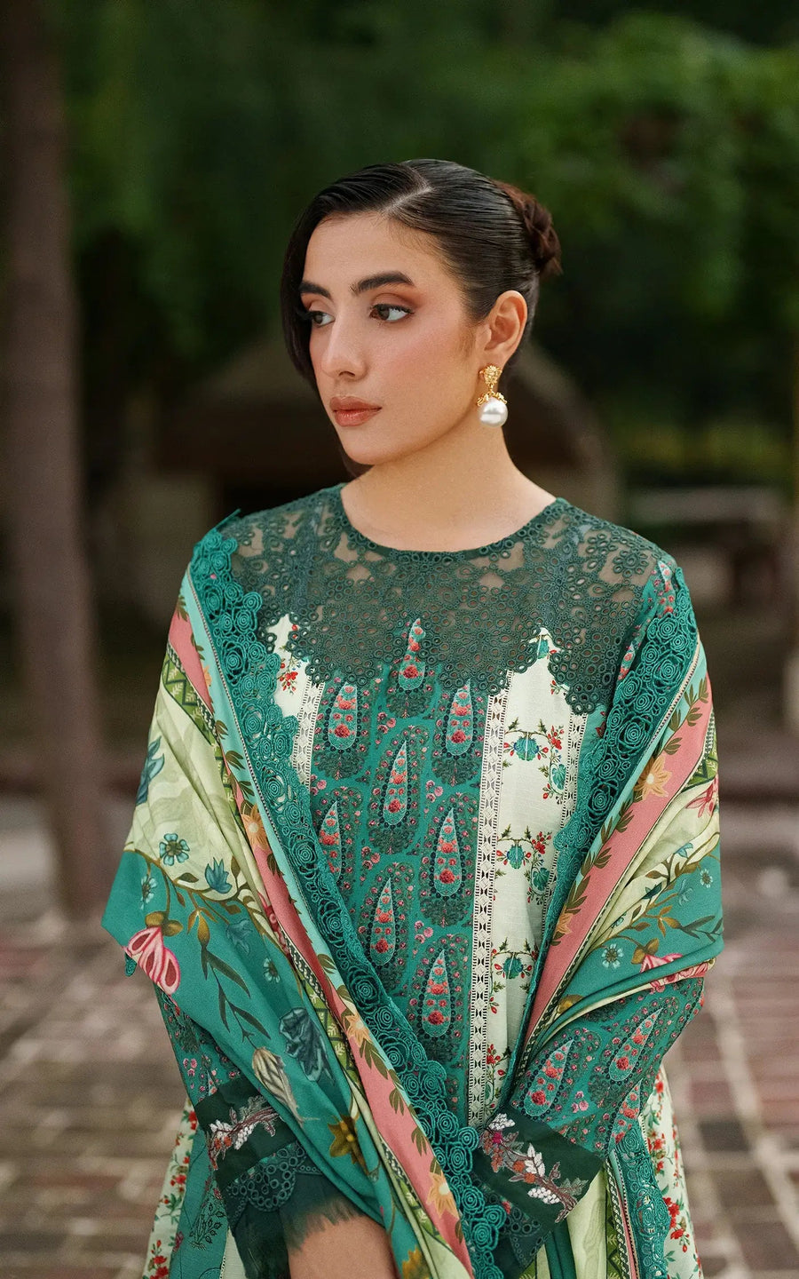 Asifa & Nabeel Meraki Embroidered Viscose Unstitched 3Pc Suit - Botanical Breeze