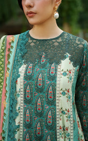 Asifa & Nabeel Meraki Embroidered Viscose Unstitched 3Pc Suit - Botanical Breeze