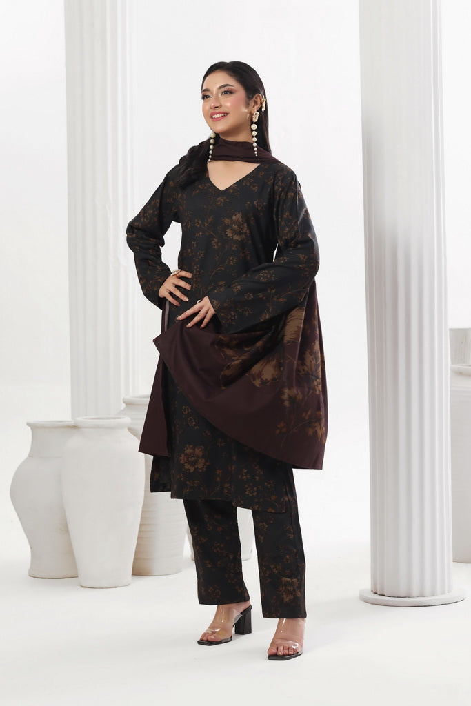 Feathers Digital Printed Dhanak Unstitched 3Pc Suit Brazen Beauty-FT799