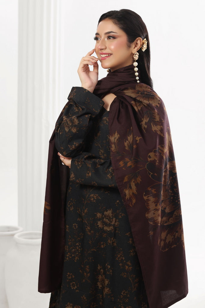 Feathers Digital Printed Dhanak Unstitched 3Pc Suit Brazen Beauty-FT799