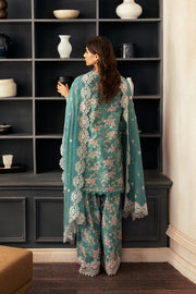 Afrozeh Daybreak Embroidered Lawn Unstitched 3Pc Suit - BREEZE BATHED