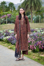 Farasha Summer Escape Embroidered Lawn Unstitched 3Pc Suit - Bronza Bloom
