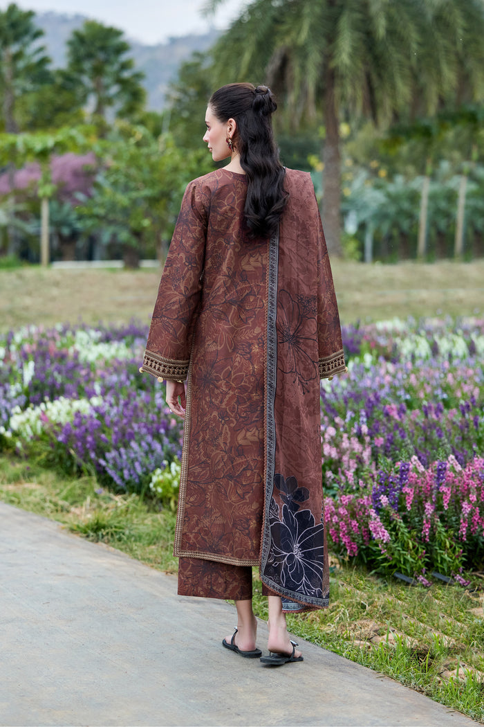 Farasha Summer Escape Embroidered Lawn Unstitched 3Pc Suit - Bronza Bloom