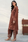Farasha Meline Embroidered Viscose Unstitched 3Pc Suit - Brown Clay
