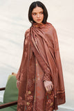 Farasha Meline Embroidered Viscose Unstitched 3Pc Suit - Brown Clay