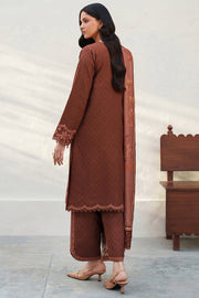 Farasha Meline Embroidered Viscose Unstitched 3Pc Suit - Brown Clay