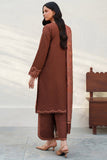 Farasha Meline Embroidered Viscose Unstitched 3Pc Suit - Brown Clay
