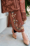 Farasha Meline Embroidered Viscose Unstitched 3Pc Suit - Brown Clay