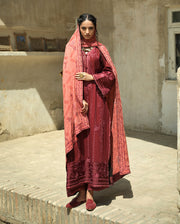 Hemline by Mushq Bukhara Embroidered Linen Unstitched 3Pc Suit - Bukhara Bloom