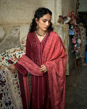 Hemline by Mushq Bukhara Embroidered Linen Unstitched 3Pc Suit - Bukhara Bloom