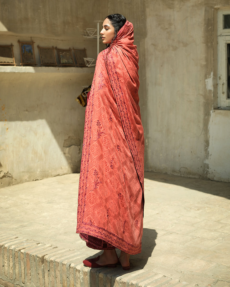 Hemline by Mushq Bukhara Embroidered Linen Unstitched 3Pc Suit - Bukhara Bloom