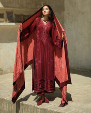 Hemline by Mushq Bukhara Embroidered Linen Unstitched 3Pc Suit - Bukhara Bloom