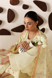 Farasha Summer Melody Embroidered Lawn Unstitched 3Pc Suit - Butter Glow