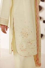Farasha Summer Melody Embroidered Lawn Unstitched 3Pc Suit - Butter Glow