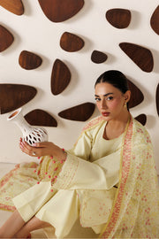 Farasha Summer Melody Embroidered Lawn Unstitched 3Pc Suit - Butter Glow