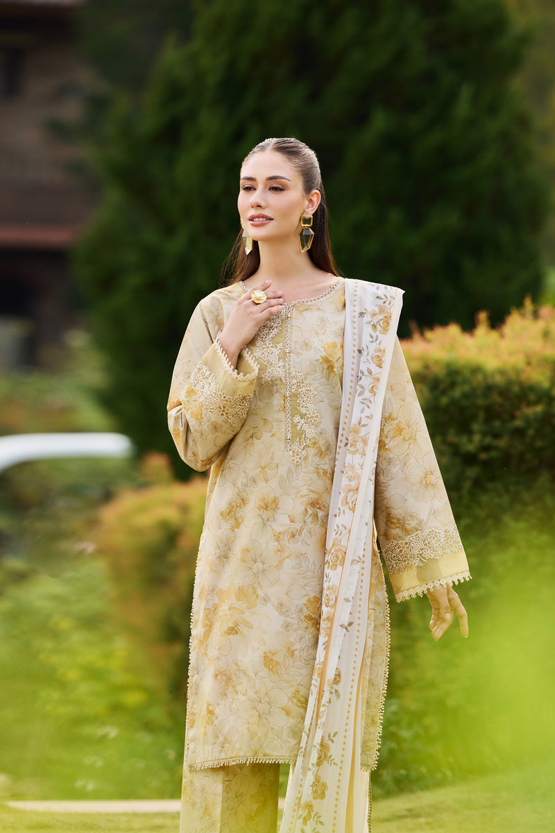 Farasha Sorine Summer Embroidered Lawn Unstitched 3Pc Suit - Butter Muse