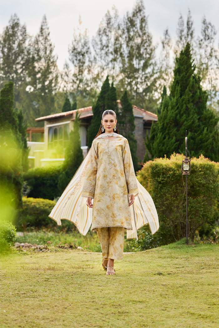 Farasha Sorine Summer Embroidered Lawn Unstitched 3Pc Suit - Butter Muse