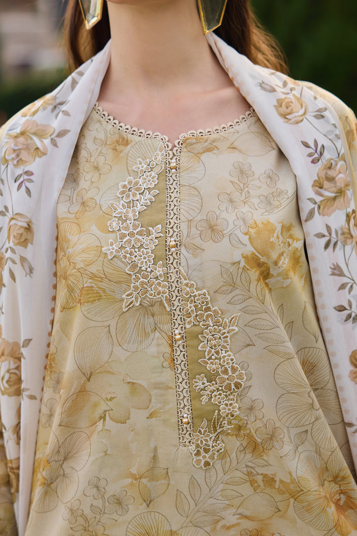 Farasha Sorine Summer Embroidered Lawn Unstitched 3Pc Suit - Butter Muse
