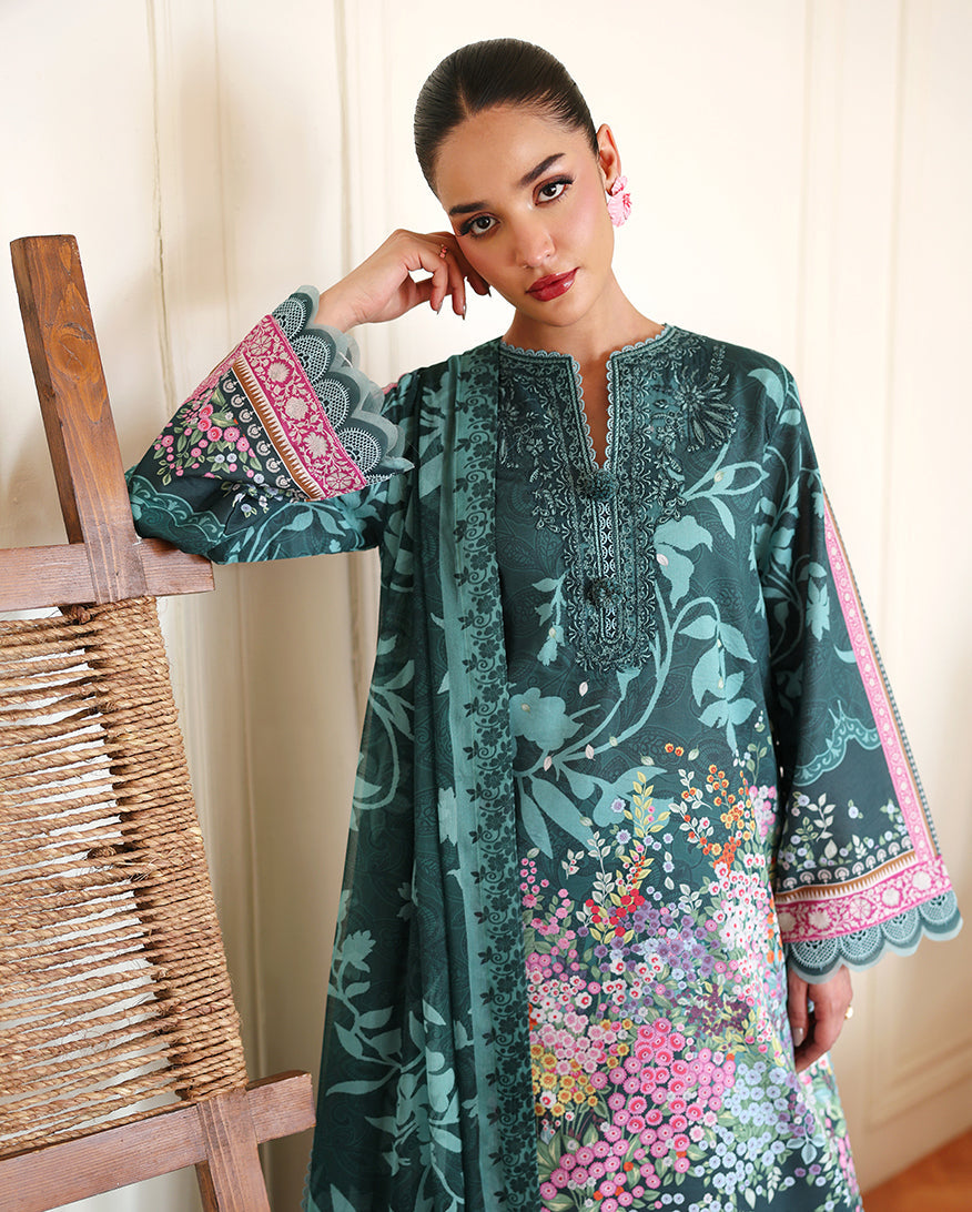 Roheenaz Eclat Gerden Printed Lawn Unstitched 3Pc Suit - BUTTERCUP BLOOM