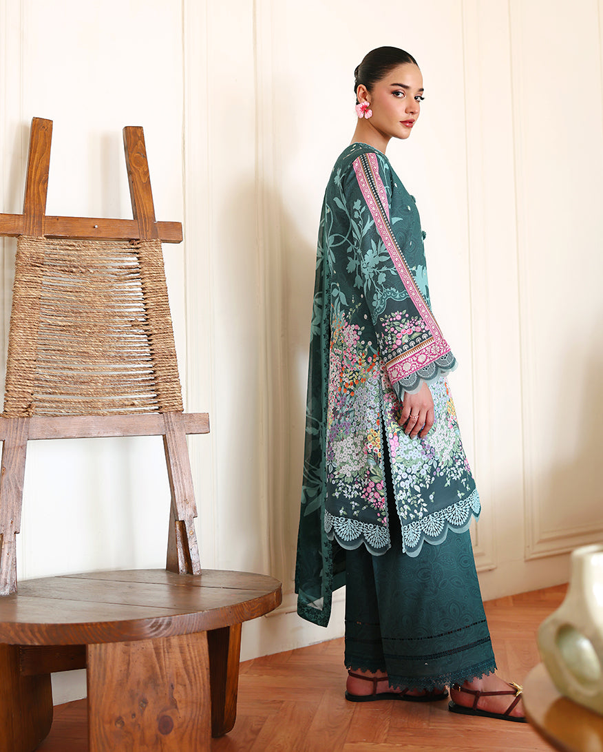 Roheenaz Eclat Gerden Printed Lawn Unstitched 3Pc Suit - BUTTERCUP BLOOM