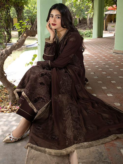 Afsaneh by Mahnur Embroidered Karandi Unstitched 3Pc Suit D-09 Cachee