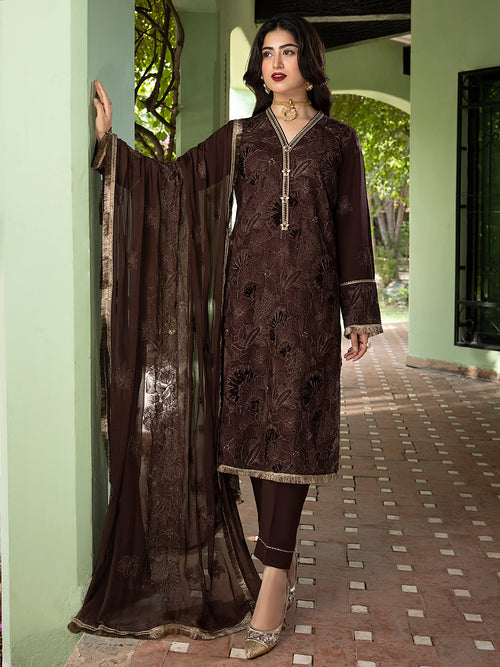 Afsaneh by Mahnur Embroidered Karandi Unstitched 3Pc Suit D-09 Cachee