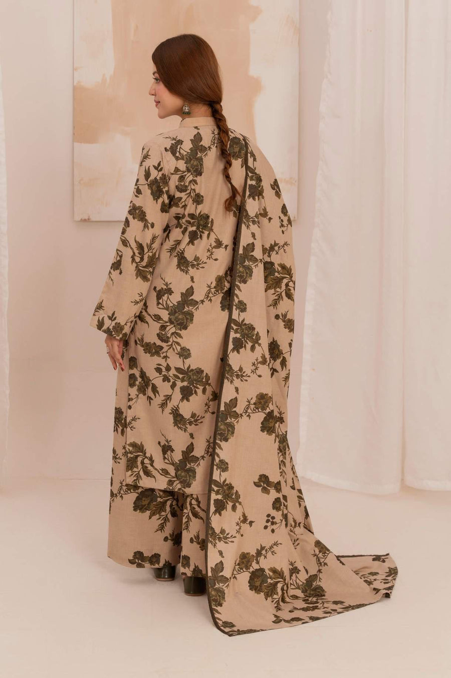 Feathers Digital Printed Dhanak Unstitched 3Pc Suit CALVORE-FT589
