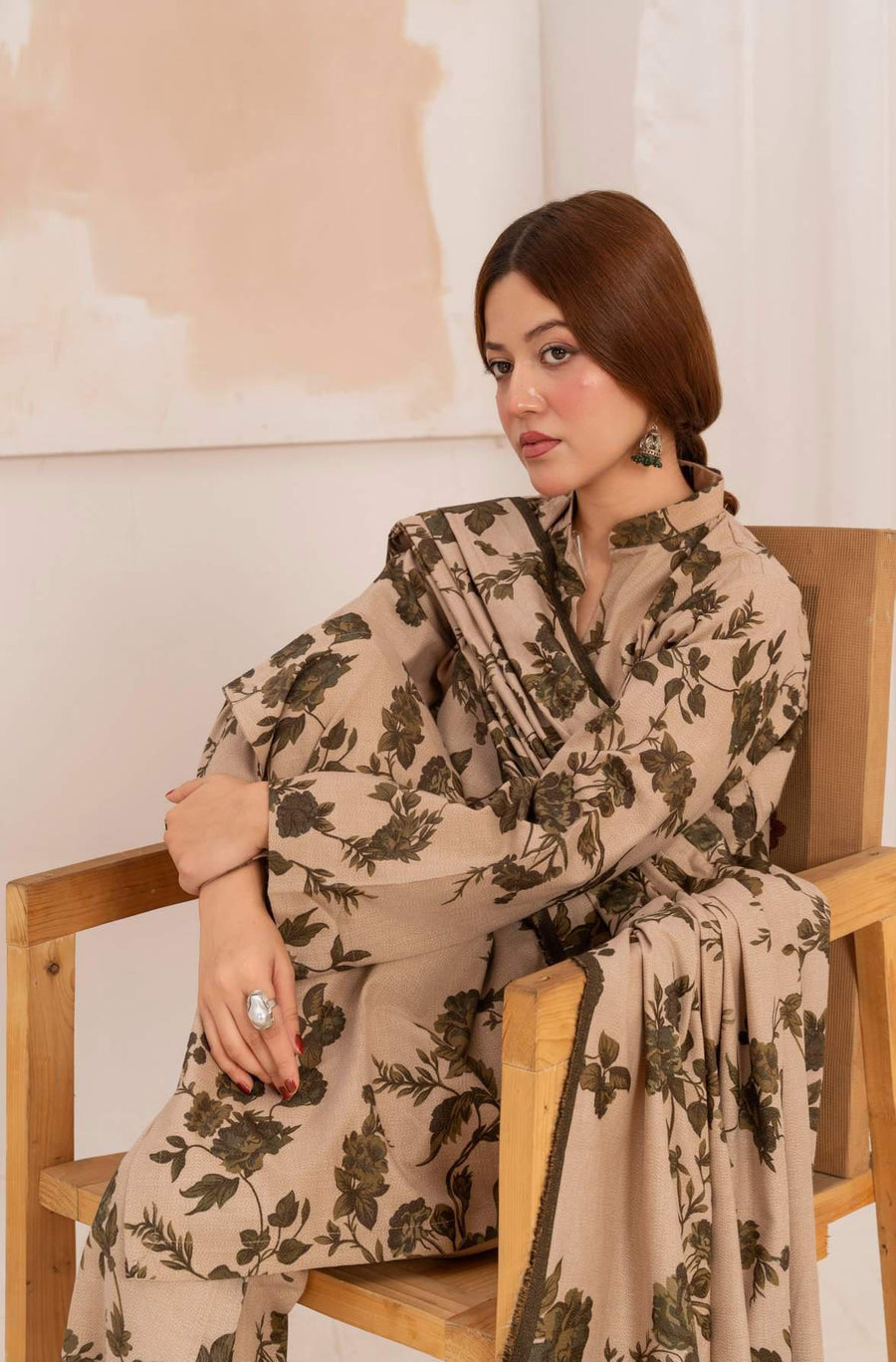Feathers Digital Printed Dhanak Unstitched 3Pc Suit CALVORE-FT589