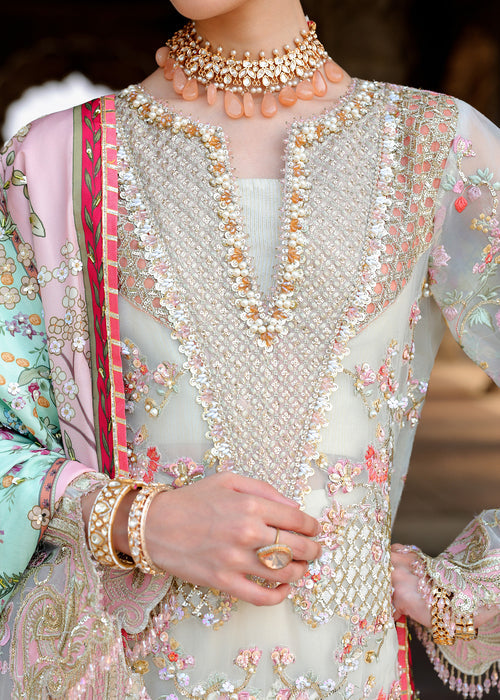 Saira Shakira Embroidered Organza Unstitched 3Pc Suit - CAMELLIA