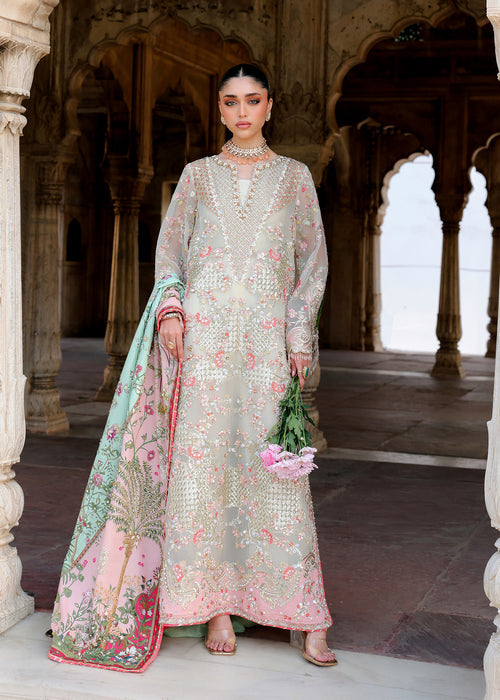 Saira Shakira Embroidered Organza Unstitched 3Pc Suit - CAMELLIA