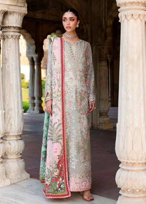 Saira Shakira Embroidered Organza Unstitched 3Pc Suit - CAMELLIA