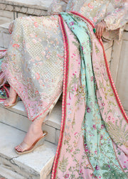 Saira Shakira Embroidered Organza Unstitched 3Pc Suit - CAMELLIA