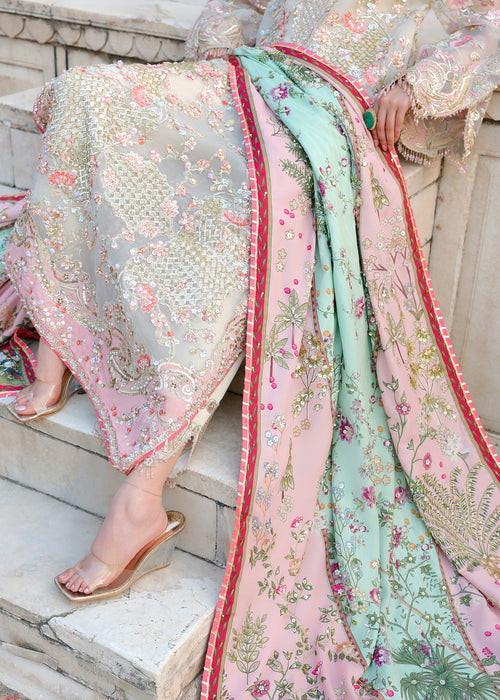 Saira Shakira Embroidered Organza Unstitched 3Pc Suit - CAMELLIA