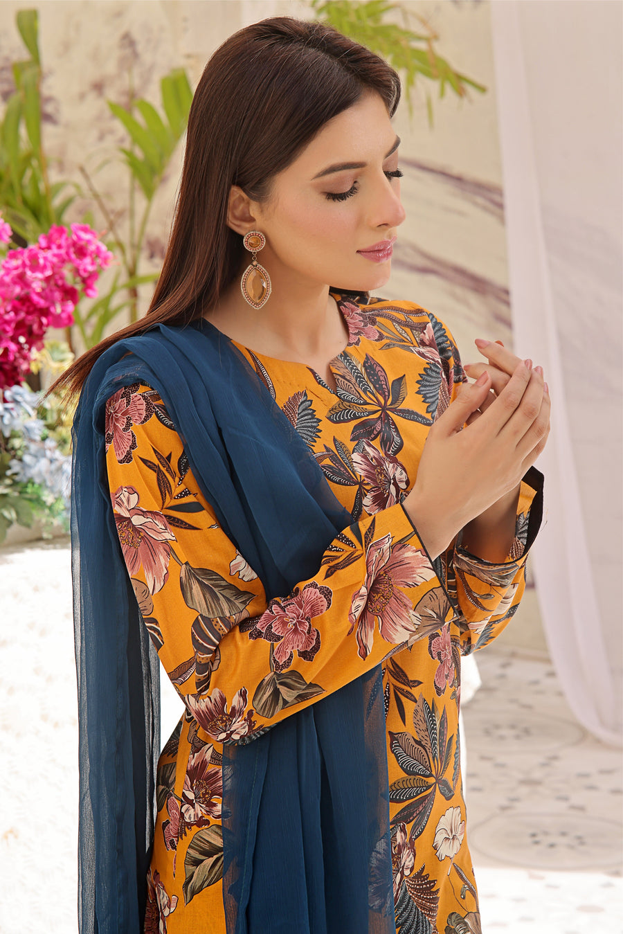 Feathers Premium Printed Lawn Unstitched 3Pc Suit CARNATION-FT365